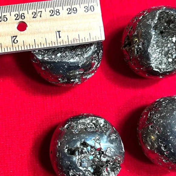 Shiny Metallic Decorative Pyrite Spheres Semiprecious Stones from Peru